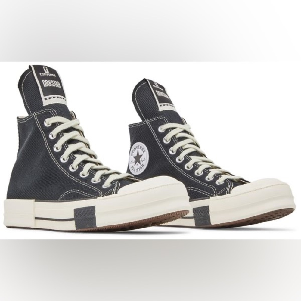 Converse DRKSTAR Hi Rick Owens DRKSHDW Black Sneakers - Picture 2 of 7